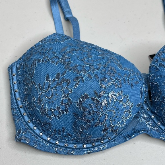 Victoria's Secret Very Sexy V Floral Foiled Lace Sz 32D Bra - Picture 9 of 16